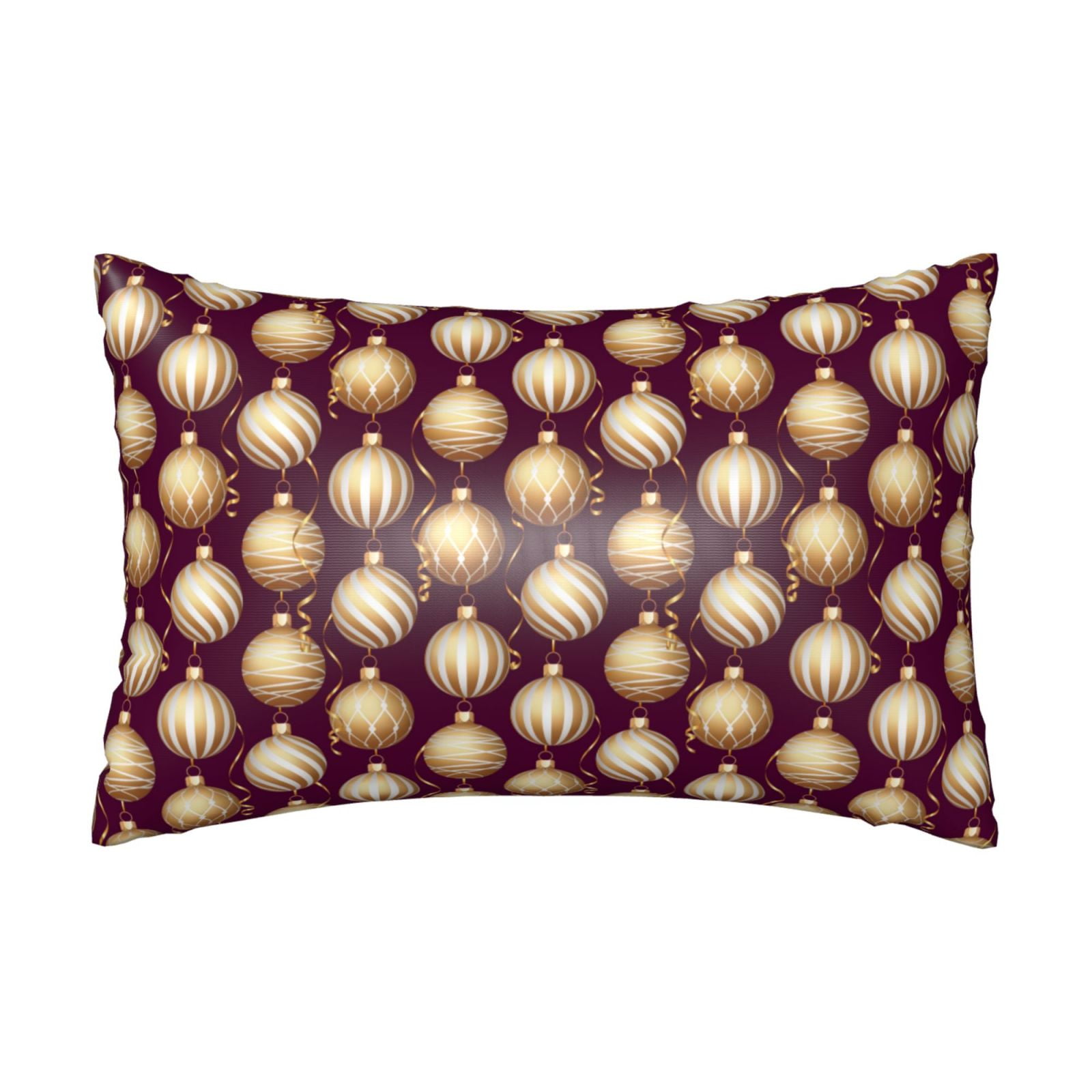 Bingfone Golden Christmas Balls Print Satin Pillowcase for Hair