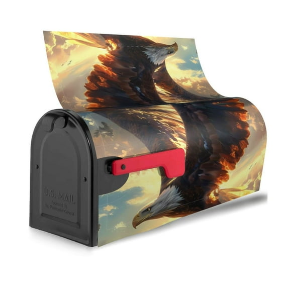 Bingfone Golden Sky Bald Eagle Magnetic Mailbox Cover Standard Size for Garden Yard Outdoor Decorations-25.5x21 in