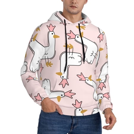 Bingfone Goose Queen Men'S Drawstring Hoodie Long Sleeve Pocket Sweatshirts-Small
