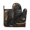 thumbnail image 1 of Bingfone Gothic Raven Portrait Print Oven Mitts Pot Holders Set 2 PCS for Kitchen for Cooking Grilling Baking BBQ Pot Holders Cook Essentials, 1 of 7