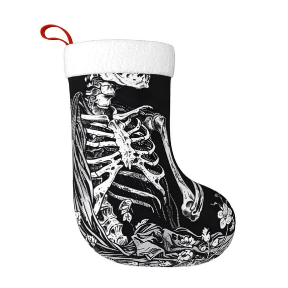 Bingfone Gothic Skull Floral Art Print Personalized Christmas Stocking - Snowman Design Large 18 inch,Family Holiday Season Decor
