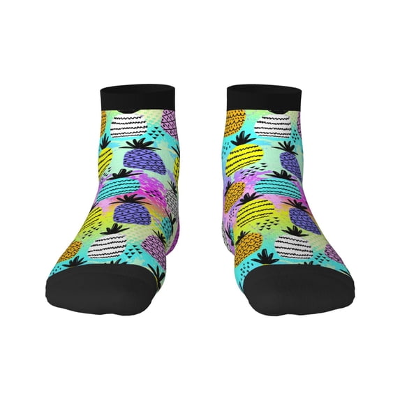 Bingfone Graffiti Pineapples Design Patterned Men'S Women'S Casual Cotton Socks