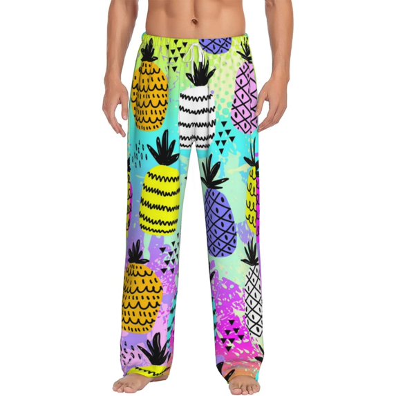 Bingfone Graffiti Pineapples Mens All Over Print Sleep Pajama Pants-X-Large