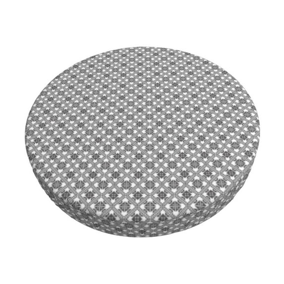 Bingfone Gray Plaid Padded Round Bar Stool Cover Cushion with Elastic Fabric Round Chair Seat - Gray Plaid