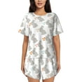 thumbnail image 1 of Bingfone Gray Rabbit Print Pajamas Sets for Women Soft Short-Sleeved Pjs with Lounge Shorts Two Piece Sleepwear, 1 of 8