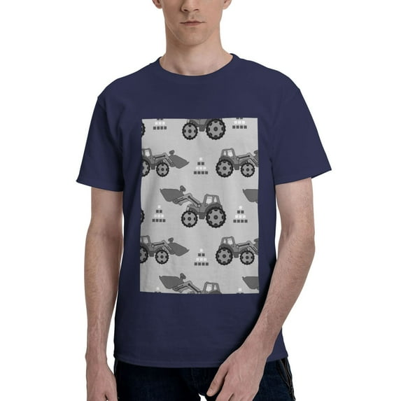 Bingfone Gray Tractor Men'S Loose Fit Short-Sleeve Pocket T-Shirt