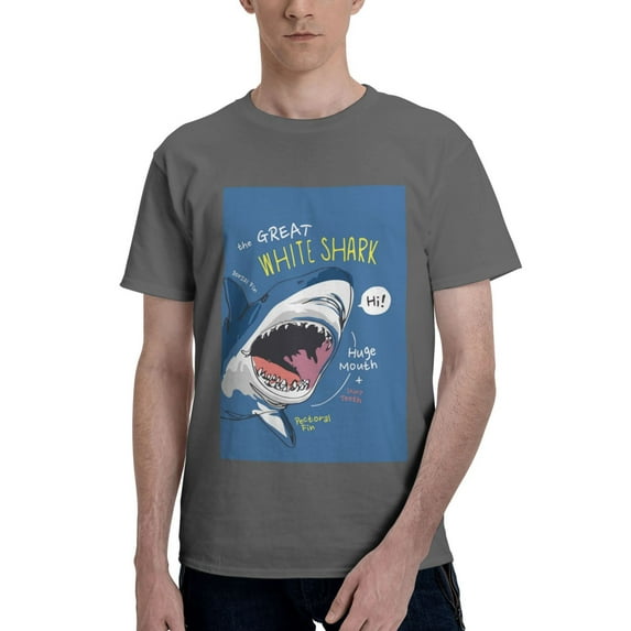 Bingfone Great White Shark Men'S Loose Fit Short-Sleeve Pocket T-Shirt