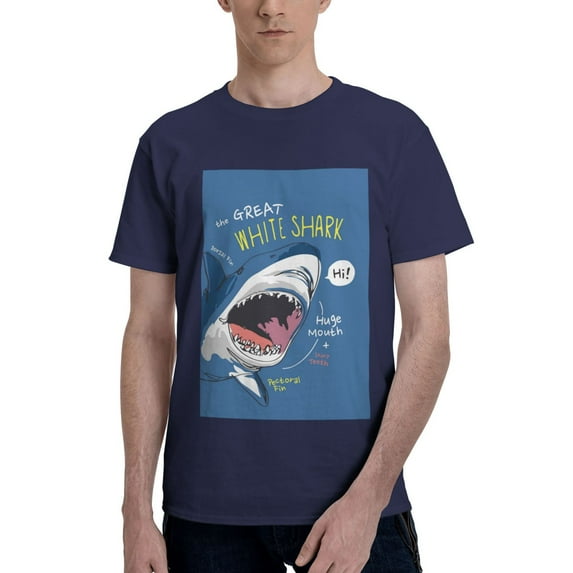 Bingfone Great White Shark Men'S Loose Fit Short-Sleeve Pocket T-Shirt