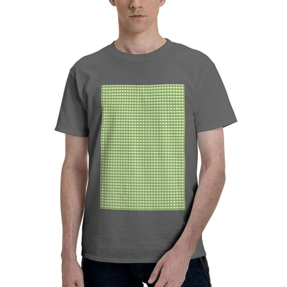 Bingfone Green Gingham Men'S Loose Fit Short-Sleeve Pocket T-Shirt