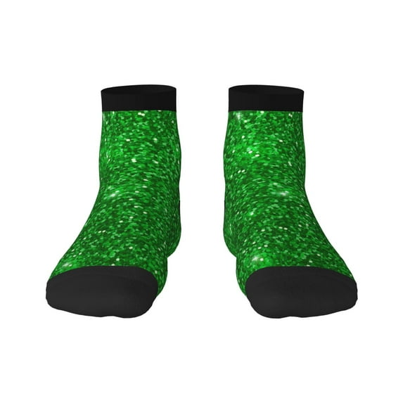 Bingfone Green Glitter Design Patterned Men'S Women'S Casual Cotton Socks