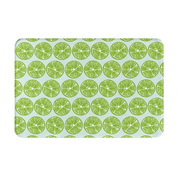 Bingfone Green Lemon Slices Door Mat 16"x24" Front Entrance Non-Slip Low Profile Washable for Entryway