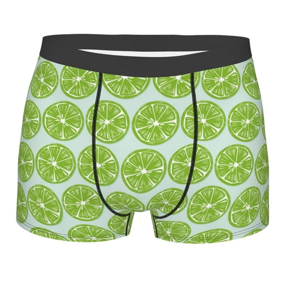 Bingfone Green Lemon Slices Men's Underwear - Casual Stretch Boxer Briefs-Small
