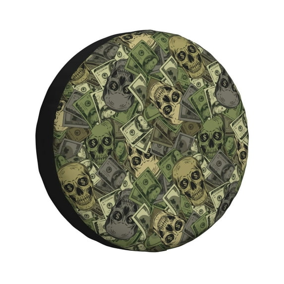Bingfone Green Skulls Spare Tire Cover Weatherproof Universal Wheel Protectors For Rv Camper Travel Trailer Suv Truck-17 Inch