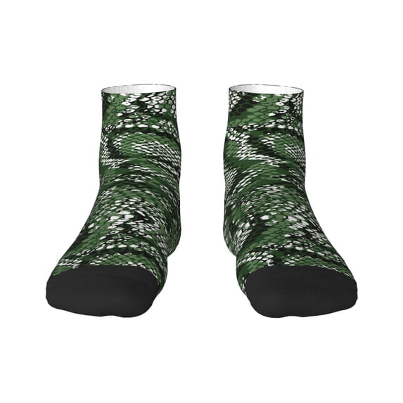 Bingfone Green Snakeskin Design Patterned Men'S Women'S Casual Cotton Socks