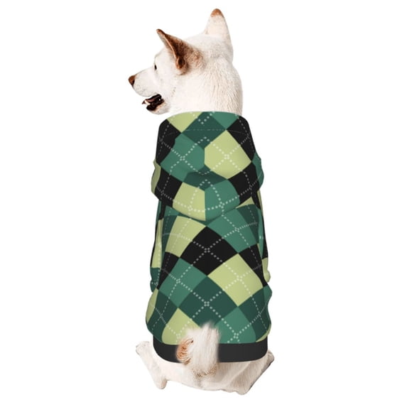 Bingfone Green Squares Dog Clothes Hoodie, Pet Winter Coat,Puppy Sweatshirts for Small Dogs Boy Girl,Suitable for All Breeds-Small
