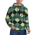 thumbnail image 1 of Bingfone Green Squares Men's Drawstring Hoodie Long Sleeve Pocket Sweatshirts-XX-Large, 1 of 6