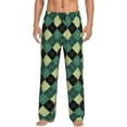 thumbnail image 1 of Bingfone Green Squares Mens All Over Print Sleep Pajama Pants-Large, 1 of 6