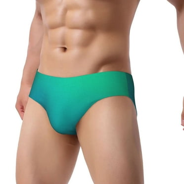 Bingfone Green Turquoise Teal Pattern Mens Briefs Underwear Triangle Mid Rise Breathable Underwear Wicking Underpants (S-3XL)