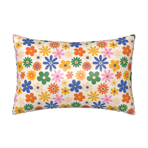 Bingfone Groovy Daisy Flowers Print Satin Pillowcase for Hair - Standard Size with Zipper Silky & Soft Pillow Covers,20x30 inches