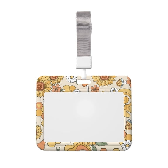 Bingfone Groovy Hippie Flower Mushrooms Card Badge Holder,For Girls Girly Women 4 X 3 Inch Nurses School Identity Cruise Travel Name Tags Cover Protector Case
