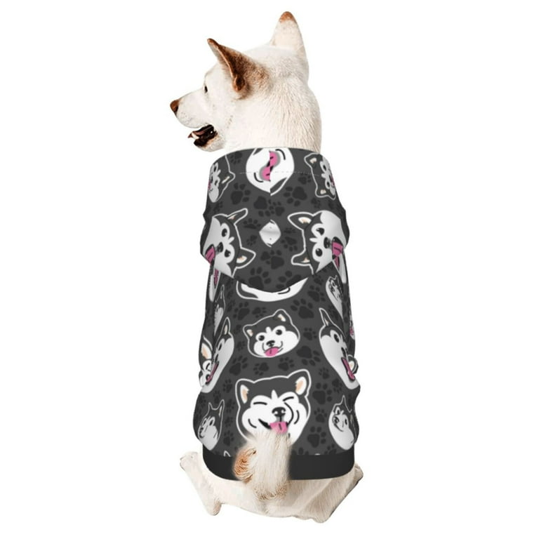 Bingfone HUSKY Face Dog Clothes Hoodie Pet Winter Coat Puppy Sweatshirts for Small Dogs Boy Girl Suitable for All Breeds XX Large