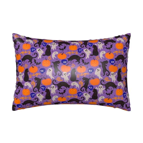 Bingfone Halloween Black Cats Print Satin Pillowcase for Hair - Standard Size with Zipper Silky & Soft Pillow Covers,20x30 Inches-No pillow core