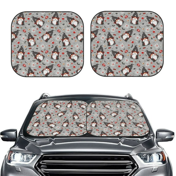 Bingfone Halloween Gnome Windshield Sun Shade 2-Piece Foldable Car Front Window Sunshade for Most Sedans SUV Truck-Medium