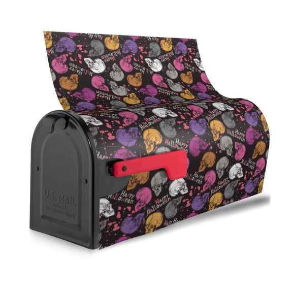 Bingfone Halloween Skeleton Magnetic Mailbox Cover Standard Size for Garden Yard Outdoor Decorations-25.5x21 in