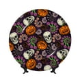 thumbnail image 1 of Bingfone Halloween With Skull Print Bone China Dinner Decorative Plates,Handmade Ceramic Dinner Plate with Stand for Home Club-7in, 1 of 6