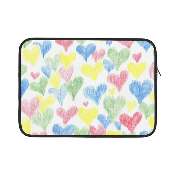 Bingfone Hand Drawn Colored Hearts Laptop Sleeve Case 13 Inch, 360° Protective Computer Carrying Bag