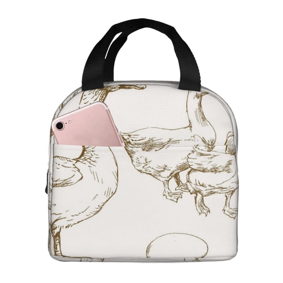 Bingfone Hand Drawn Goose Print Lunch Bag Insulated Lunch Box, Small ...