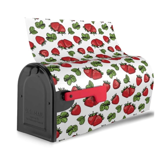 Bingfone Hand Drawn Strawberry Magnetic Mailbox Cover Standard Size for Garden Yard Outdoor Decorations-21x18 in
