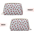 thumbnail image 1 of Bingfone Hand Drawn Strawberry Print Leather Makeup Bag, Portable Hand-held Zipper Female Cosmetic Bag Toiletry Bag, Suitable for Home and Travel, 1 of 6