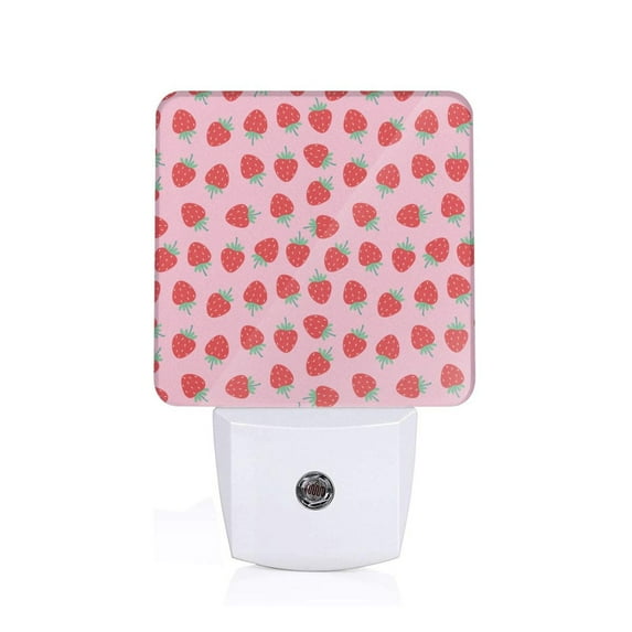Bingfone Hand Drawn Strawberry Print Night Lights Plug into Wall,Dusk to Dawn,Bright Nightlight Auto-On/Off, for Adults Kids Room Bedroom Bathroom Hallway Kitchen