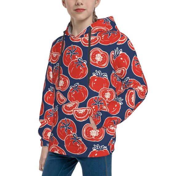 Bingfone Hand Drawn Tomatoes Pattern Youth Classic Hoodies Soft Hooded Pullover Sweatshirts for Girls and Boys