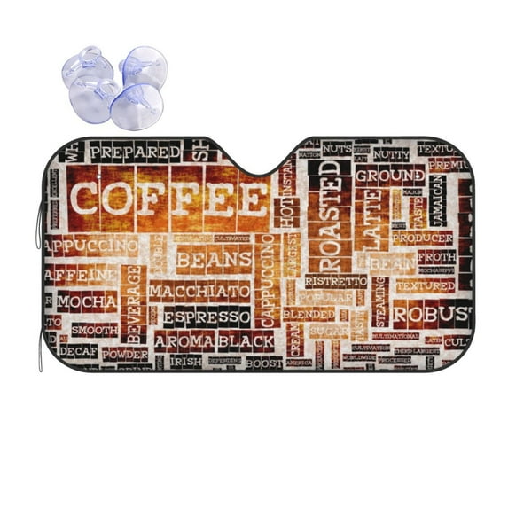 Bingfone Hand Drawn Vintage Coffee Car Windshield Sun Shade Protector Keep Your Vehicle Cool Sun Shield Visor Cover Foldable For Car Truck Suv-Small