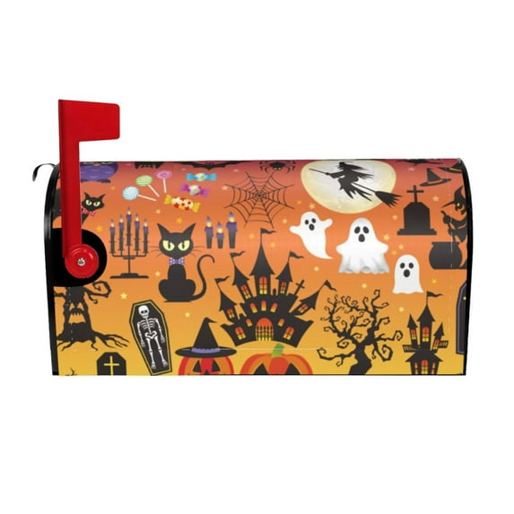 Bingfone Happy Halloween 4 Magnetic Mailbox Cover Standard Size For Garden Yard Outdoor Decorations-25.5x21 In