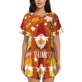 thumbnail image 1 of Bingfone Happy Thanksgiving Three Gnomes Print Pajamas Sets for Women Soft Short-Sleeved Pjs with Lounge Shorts Two Piece Sleepwear, 1 of 8