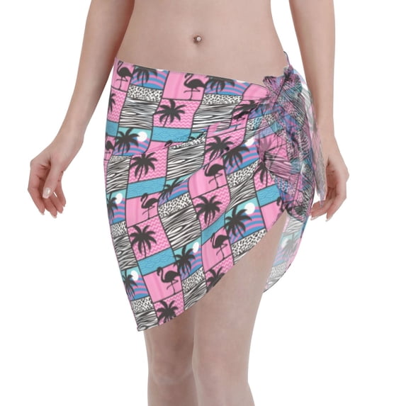 Bingfone Hawaii Palms Women's Sarong Swimsuit Cover Ups Bathing Suit Coverups Chiffon Beach Wrap Skirts