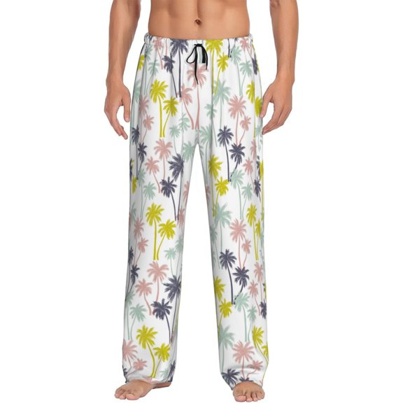 Bingfone Hawaiian Coconut Tree Mens All Over Print Sleep Pajama Pants-Large
