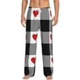 thumbnail image 1 of Bingfone Heart Black Buffalo Plaid Gingham Mens All Over Print Sleep Pajama Pants-Large, 1 of 9