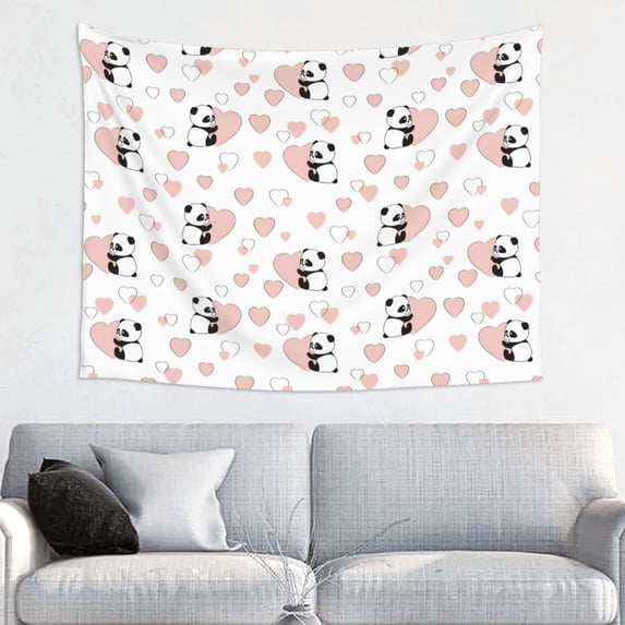 Bingfone Heart Panda Tapestry Wall Hanging Decor for Living Room Bedroom Dorm Classroom Office Decor 29x37 Inch