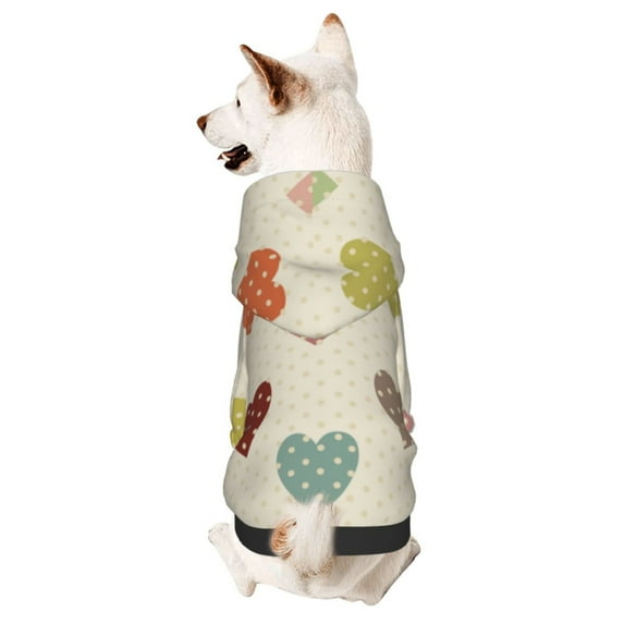Bingfone Heart Polka Dot Dog Clothes Hoodie, Pet Winter Coat,Puppy Sweatshirts For Small Dogs Boy Girl,Suitable For All Breeds-X-Small