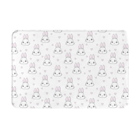 Bingfone Heart Rabbit Door Mat 16"x24" Front Entrance Non-Slip Low Profile Washable for Entryway