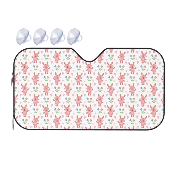 Bingfone Hello Rabbit Car Windshield Sunshade,Sun Foldable Sun Shield Sun Visor for Car - Medium
