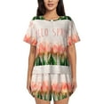 thumbnail image 1 of Bingfone Hello Spring Print Pajamas Sets for Women Soft Short-Sleeved Pjs with Lounge Shorts Two Piece Sleepwear, 1 of 1