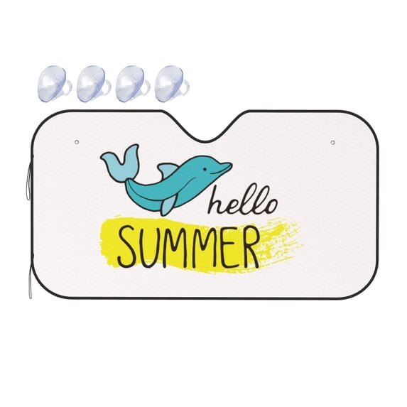 Bingfone Hello Summer Car Windshield Sunshade,Sun Foldable Sun Shield Sun Visor For Car - Small