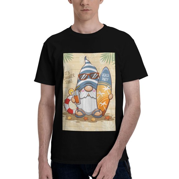 Bingfone Hello Summer Cute Gnome Men'S Loose Fit Short-Sleeve Pocket T-Shirt
