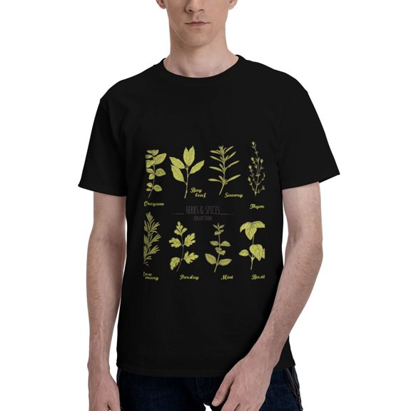 Bingfone Herbs And Spices Men'S Loose Fit Short-Sleeve Pocket T-Shirt