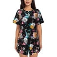 thumbnail image 1 of Bingfone Hibiscus Rose Print Pajamas Sets for Women Soft Short-Sleeved Pjs with Lounge Shorts Two Piece Sleepwear, 1 of 8